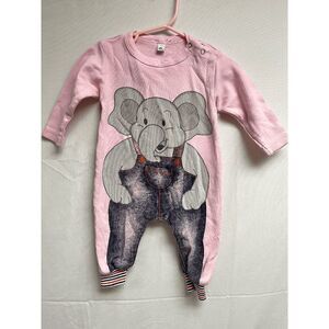 Girl Infant Elephant Long Sleeve Pajamas Onesie/Baby Romper Pink Gray 80/1 Year